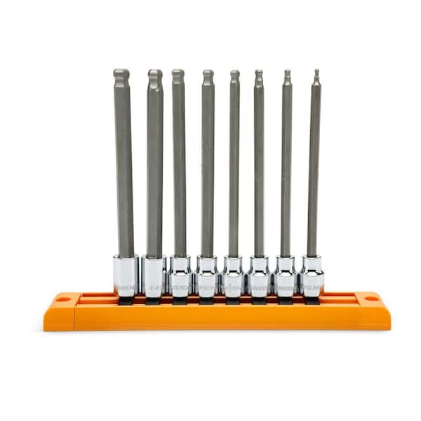 3/8 in. Drive Metric Long Ball End Hex Bit Socket Set (8-Piece)