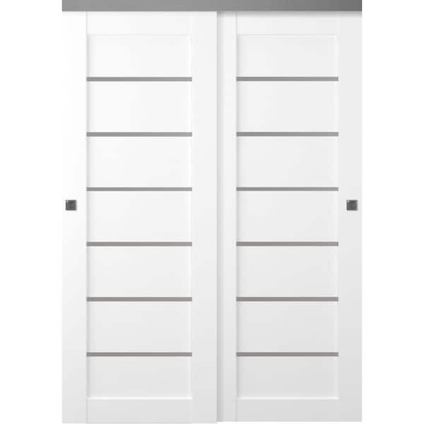 Alba 36 in. x 80 in. Bianco Noble Finished Wood Composite Bypass Sliding Door