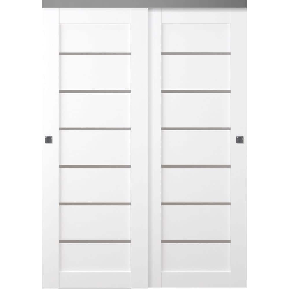 Alba 64 in. x 79 in. Bianco Noble Finished Wood Composite Bypass Sliding Door price history on PriceWatchPro