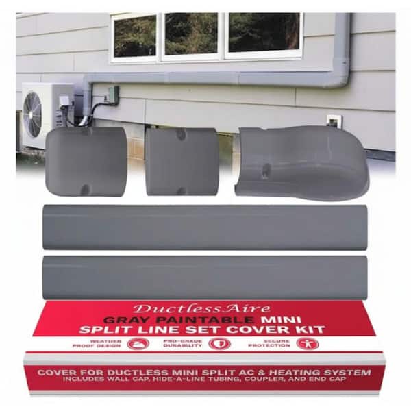 3 in. x 7.5 ft. Gray Cover Kit for Air Conditioner and Heat Pump Line Sets-Ductless Mini Split or Central