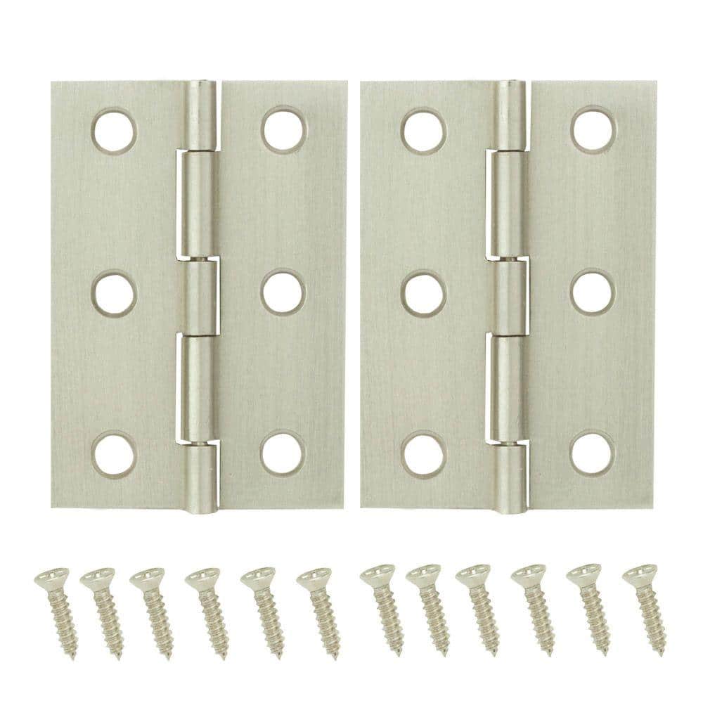 Solid Brass Hinges 2-1/2” X 2” Brushed Nickel Box Of 8 