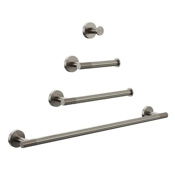Velmora Towel Rack Set 4-Piece Wall Mount with Towel Bar,Toilet Paper Holder in Brushed Nickel Stainless Steel