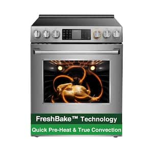 30 in. Fresh Bake Technology 5-Burner Element Slide-In Single Oven Electric Range in Stainless Steel w/ Convection Bake