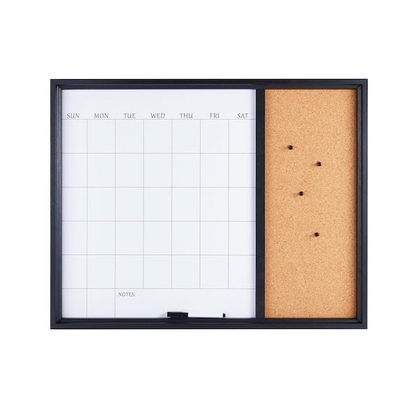 Towle Living 24 x 19 in. Black Calendar and Cork Board Combo with