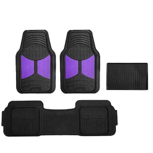 Purple Trimmable Liners Heavy Duty Tall Channel Floor Mats - Universal Fit for Cars, SUVs, Vans and Trucks - Full Set