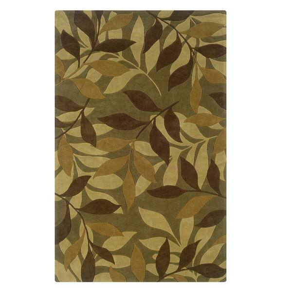 Linon Home Decor Trio Collection Green and Brown 8 ft. x 10 ft. Indoor Area Rug