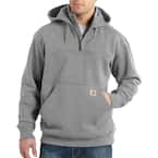 Men's Extra Large Heather Gray Cotton/Polyester Rain Defender Paxton Heavyweight Hooded Zip Mock Sweatshirt