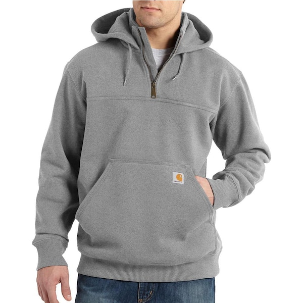 Carhartt Men's Extra Large Heather Gray Cotton/Polyester Rain Defender Paxton Heavyweight Hooded Zip Mock Sweatshirt