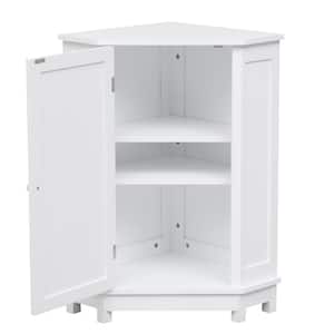 17.20 in. Triangle Freestanding Floor Cabinet Bathroom Storage Cabinet with Adjustable Shelves,White