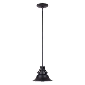 Union 11 in. 1-Light Midnight Finish Dimmable Outdoor Pendant Light with Midnight Aluminum Shade, No Bulb Included