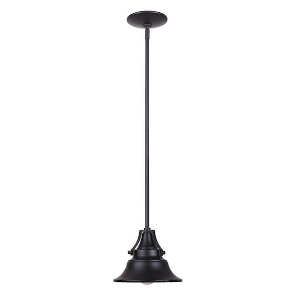 CRAFTMADE Union 11 in. 1-Light Midnight Finish Dimmable Outdoor Pendant Light with Midnight Aluminum Shade, No Bulb Included