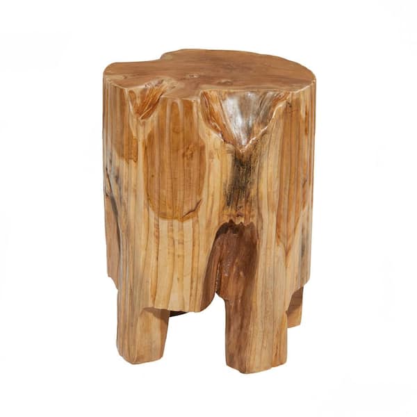 COSIEST Indoor Faux Wood Tree-Trunk Log Stool - 1pc - Light Brown