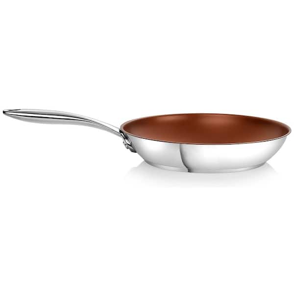 Inch a 100% PFOA and APEO-Free Non-Stick Coating Ozeri 12 Stainless Steel Earth Pan ETERNA Bronze Interior 