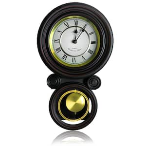 Contemporary Black Round Wall Clock with Pendulum