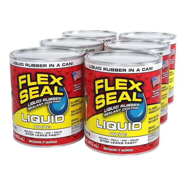 FLEX SEAL FAMILY OF PRODUCTS Flex Seal Liquid White 16 Oz. Liquid Rubber Sealant Coating (6-Pack)