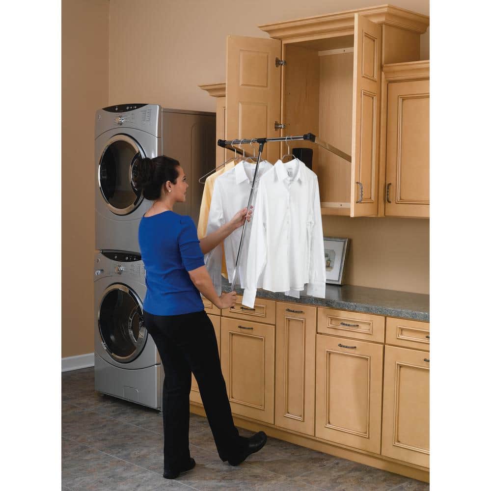 Adjustable Chrome Pull-Down Closet Rod with Telescoping Handle