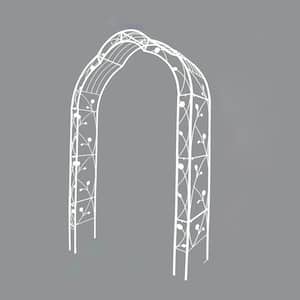 98.40 in. White Metal Garden Arbor Trellis with 8 Styles, Wedding Arch Party Events Archway