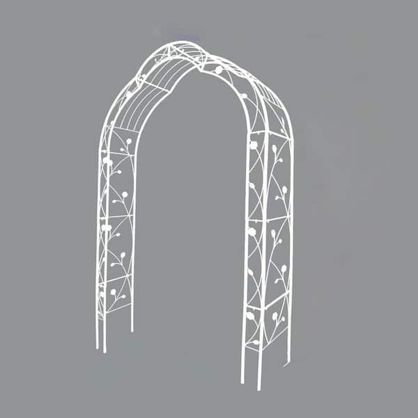 Tenleaf 98.40 in. White Metal Garden Arbor Trellis with 8 Styles, Wedding Arch Party Events Archway