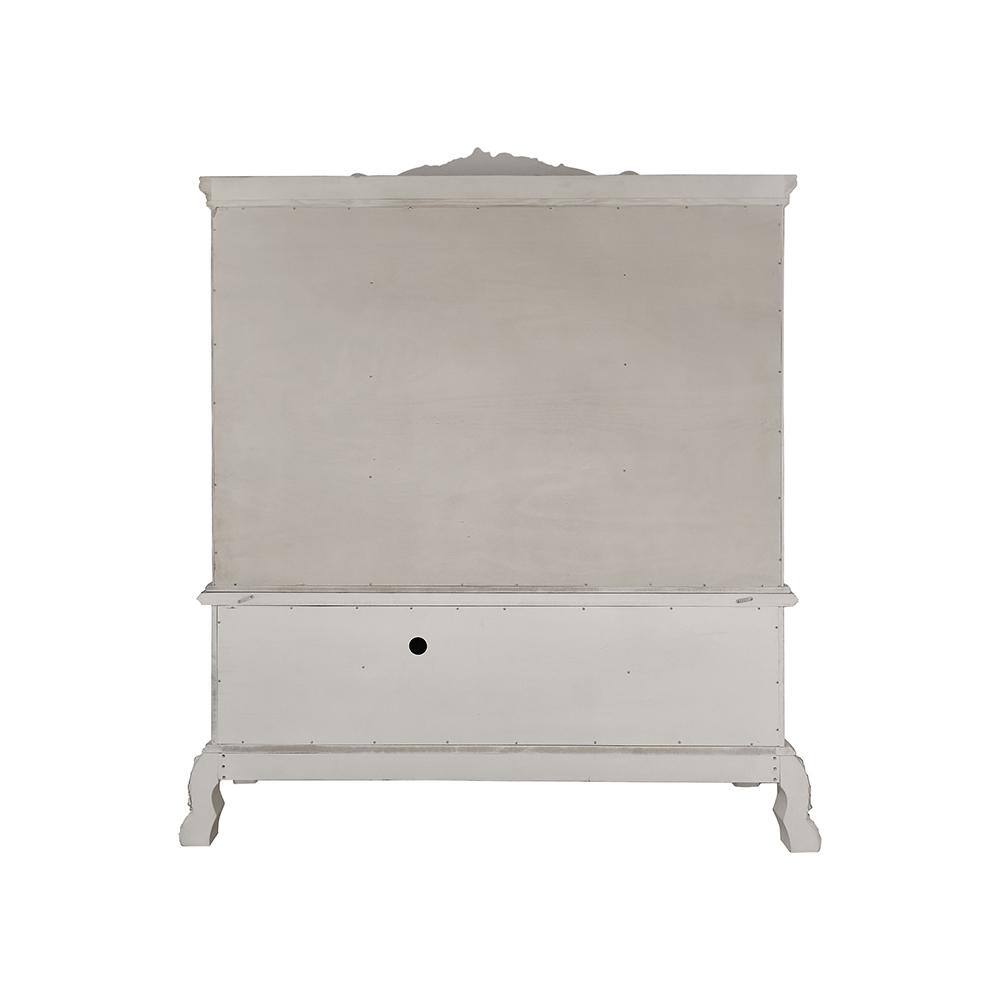 Bone White Lighted China Cabinet with Glass Shelves