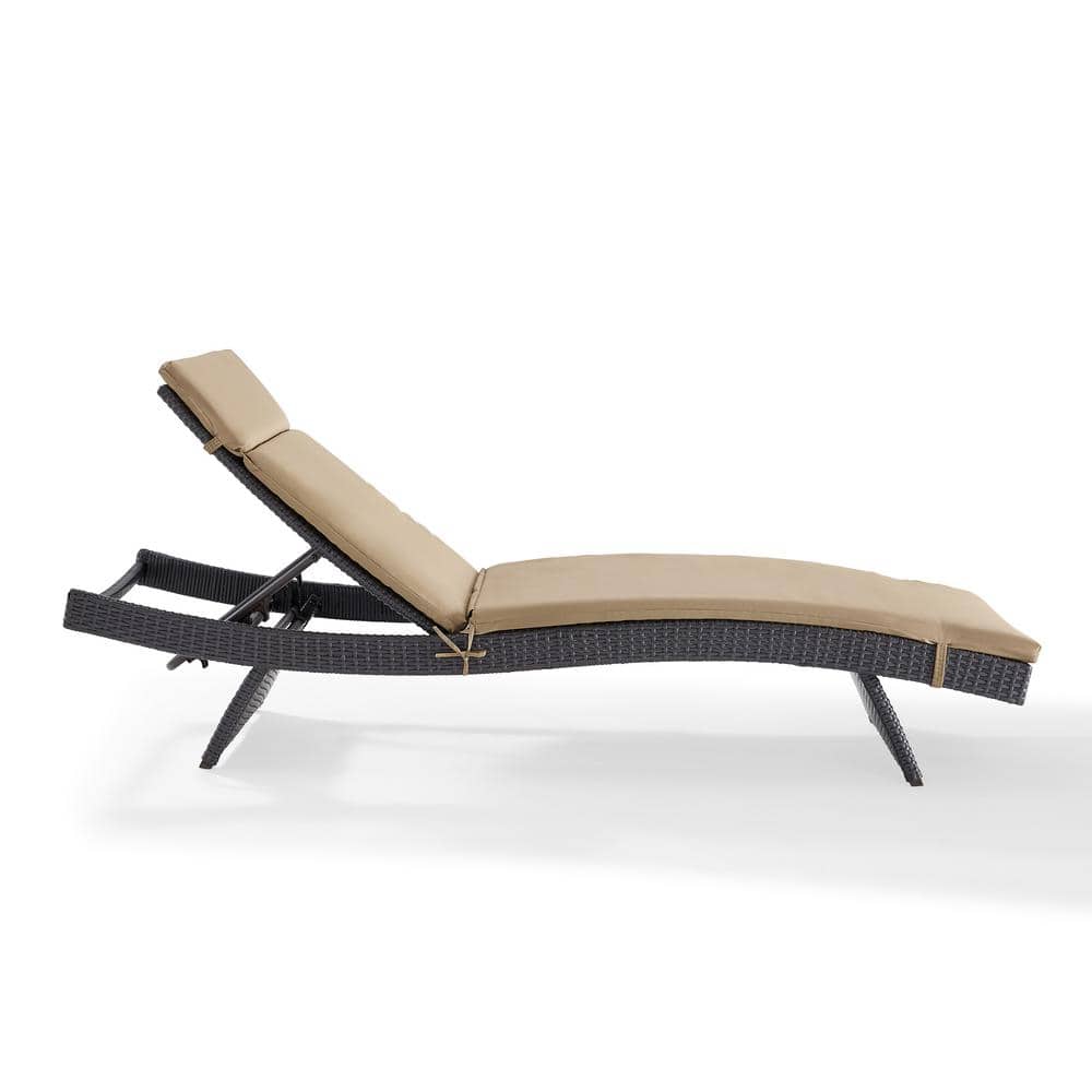 Biscayne Mocha Cushioned Outdoor Chaise Lounger in Dark Brown