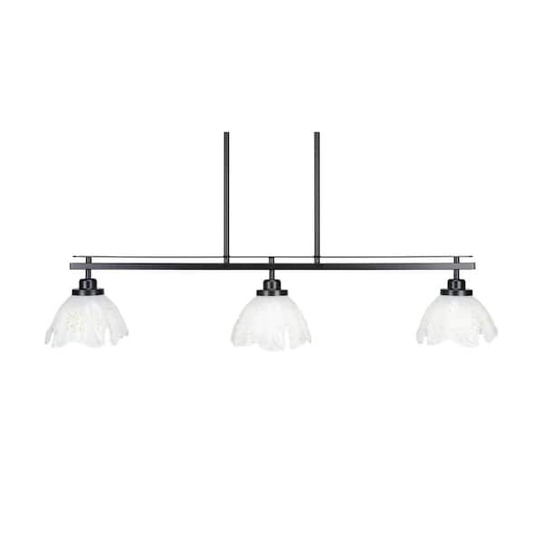 Unbranded Monroe 3-Light, Matte Black Billiard Light, Any room with 7 in. Gold Ice Glass Shades no bulbs included