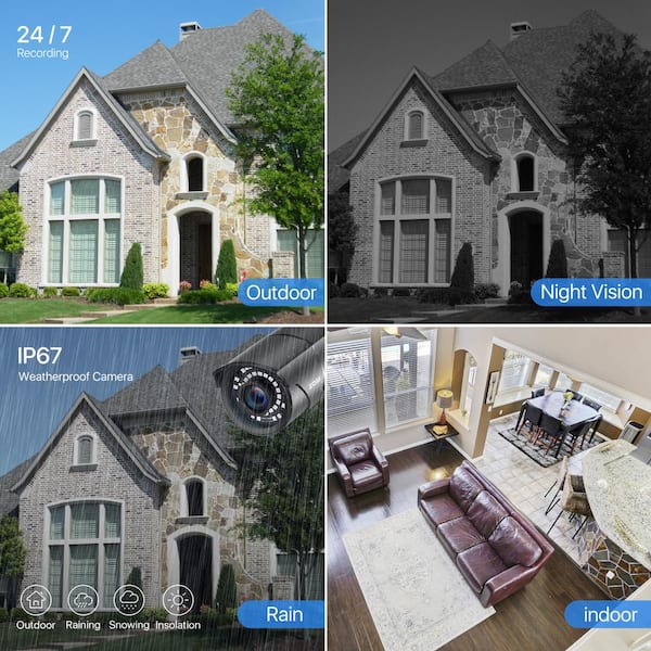 8-Channel 5Mp-Lite 1TB DVR Security Camera System with 8 1080p Outdoor Wired Bullet Cameras