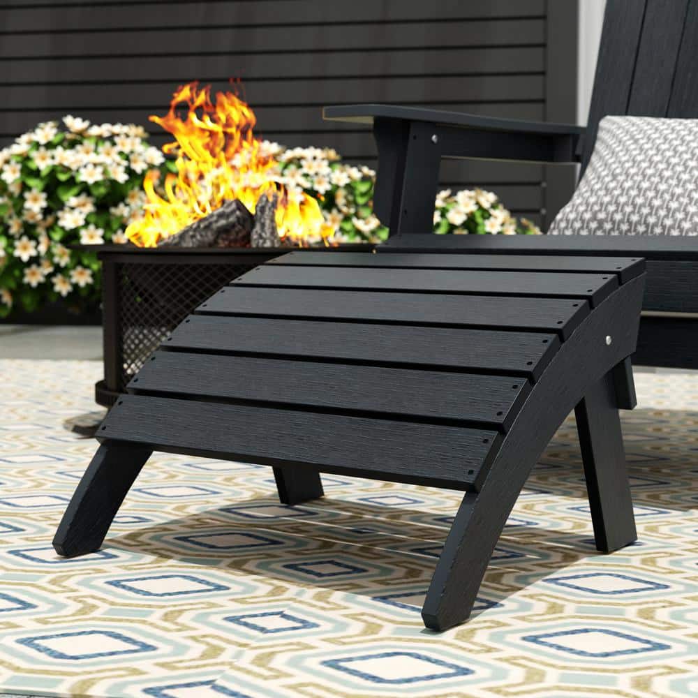 WESTIN OUTDOOR Vineyard Black Plastic Outdoor Folding Adirondack ...