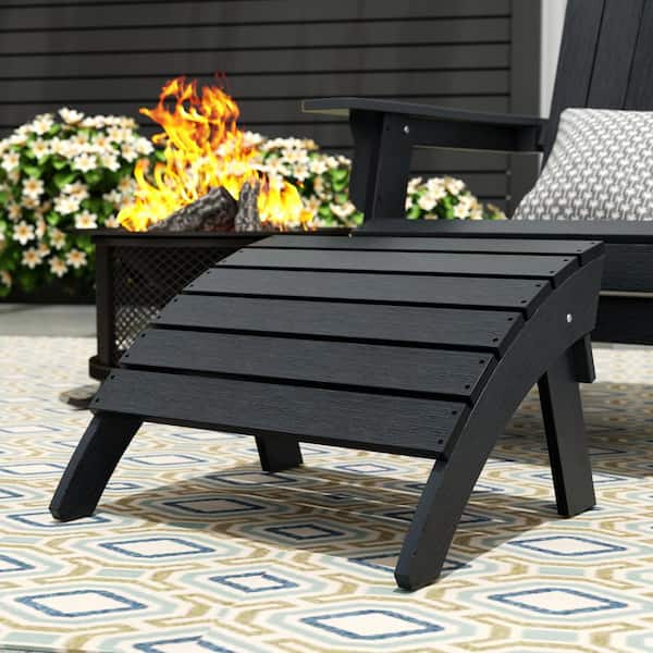 WESTIN OUTDOOR Vineyard Black Plastic Outdoor Folding Adirondack Ottoman