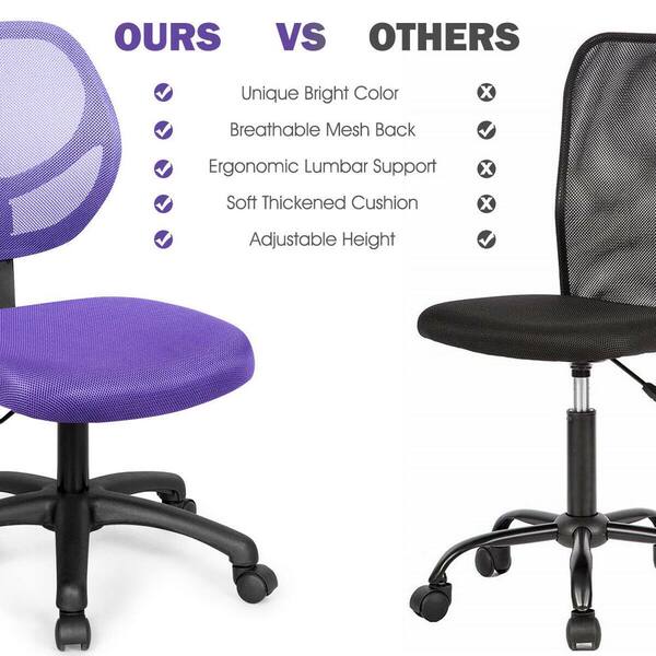 LACOO Office Purple Mid Back Swivel Lumbar Support Desk, Computer