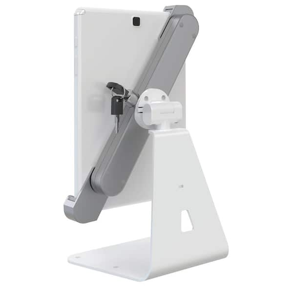 Barkan a Better Point of View Barkan 8.7" to 12" Lockable Anti-Theft Tablet Desk Stand, White & Silver, Touch & Tilt, 360° Rotation