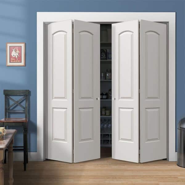 72 in. x 80 in. Caiman 2 Panel White Paint Hollow Core Molded Composite Closet Bi-Fold Double Door
