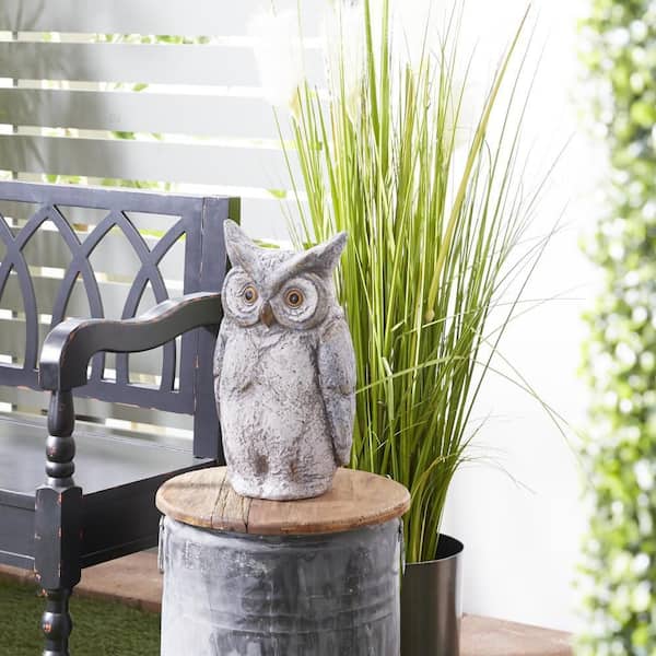 7 in. x 17 in. 17 in. Polystone Indoor Outdoor Owl Garden Sculpture