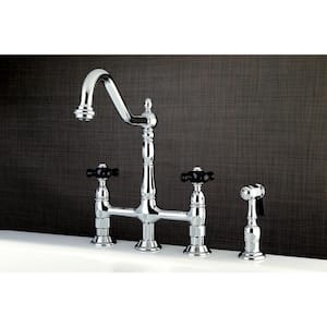 Duchess 2-Handle Bridge Kitchen Faucet with Side Sprayer in Polished Chrome