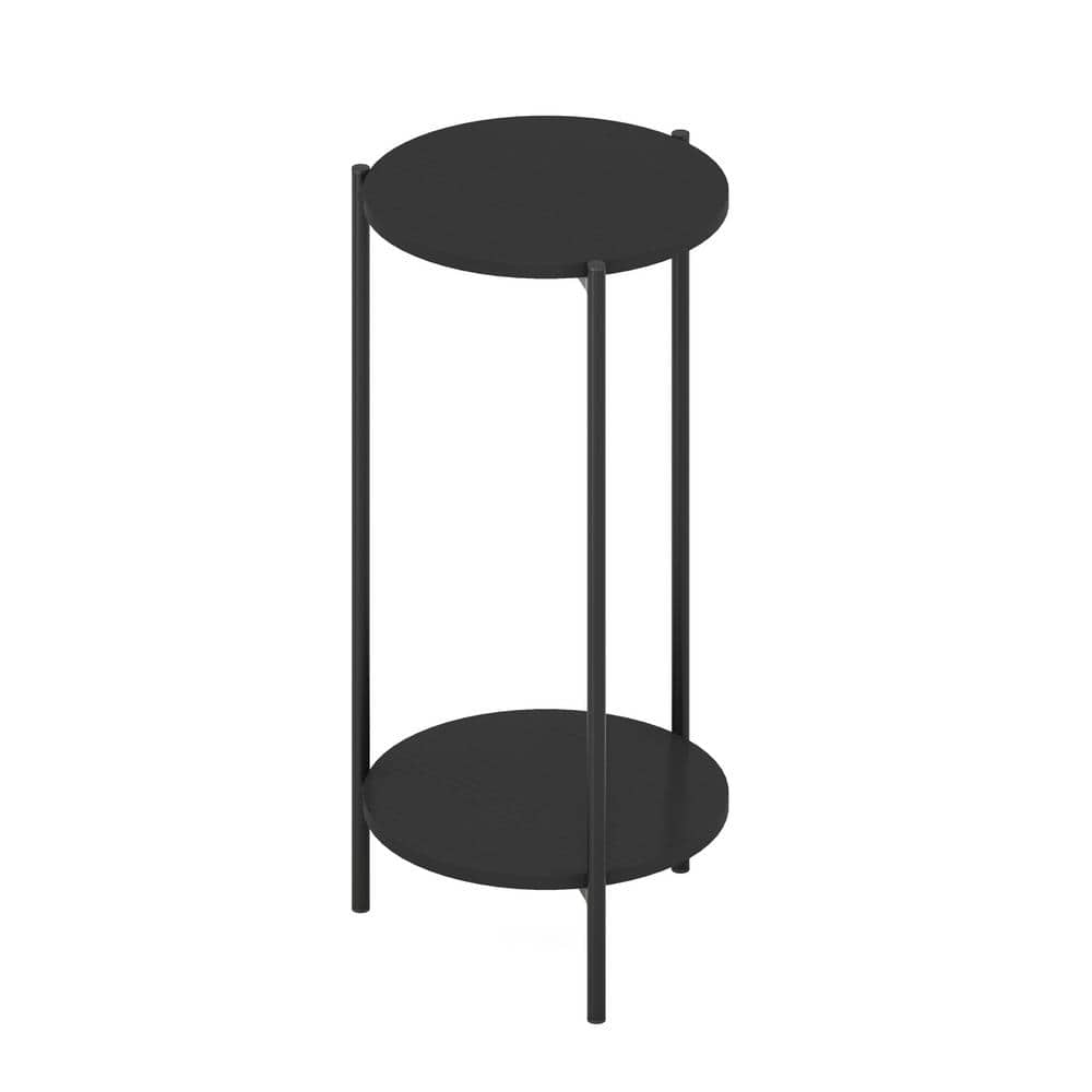 Americano Round 2-Tier Wood and Metal Side Table