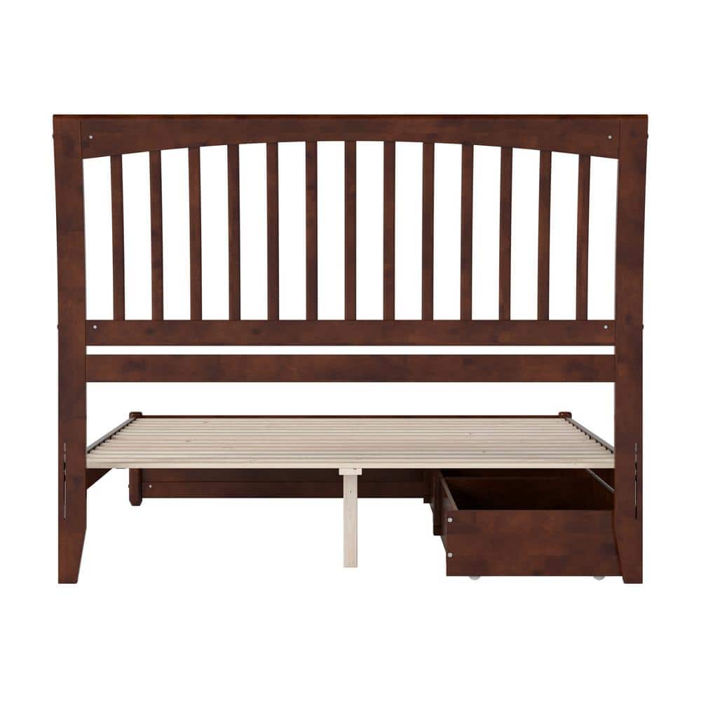 Roslyn Walnut Queen Platform Bed with Storage Drawers