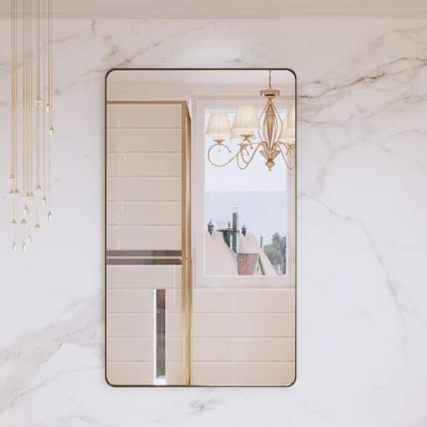40 in. W x 24 in. H Large Rectangular Framed Wall Mounted Bathroom Vanity Mirror in Brushed Bronze