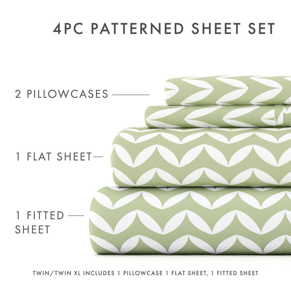 Sage Chevron Queen Deep Pocket Sheet Set
