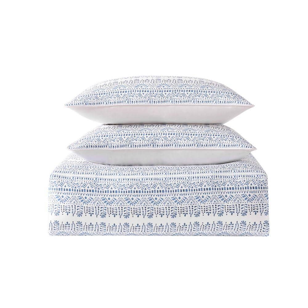 Reef Blue and White Cotton Full Comforter Set
