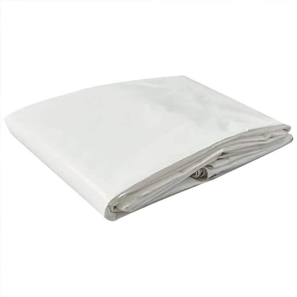 10 ft. x 15 ft. White 12 Mil. Heavy Duty Poly Tarp with Waterproof, Tear-Resistant, Rustproof Grommets for Roofing