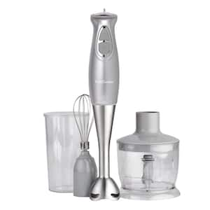 2-Speed Silver Immersion Hand Blender with Attachments