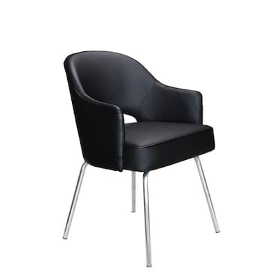 Black Designer Style Guest Chair Caressoft Vinyl Chrome Legs