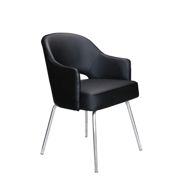 BOSS Office Products Black Designer Style Guest Chair Caressoft Vinyl Chrome Legs