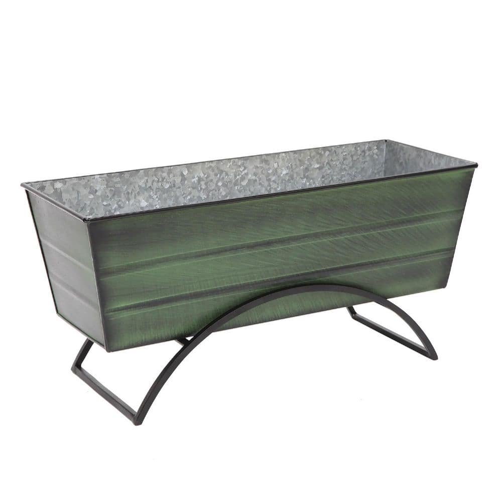 Medium Galvanized Steel Flower Box with Odette Stand 24 in. Wide Green price history on PriceWatchPro