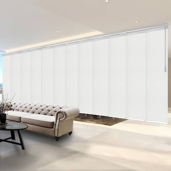 EMOH Griege 140 in. - 260 in. W x 116 in. L Adjustable 12-Panel Satin Nickel Double Rail Panel Track with 23.5 in. Slates