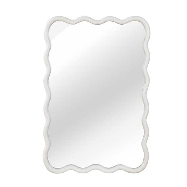 24 in W x 36 in. H Farmhose Wavy Rectangle Solid Wood Decorative Mirror ...