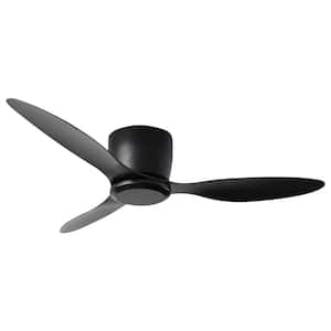 52 in. Indoor Black Flush Mount Ceiling Fan without Light, with 3 Reversible Blades, 6 Speeds, DC Motor & Remote Control