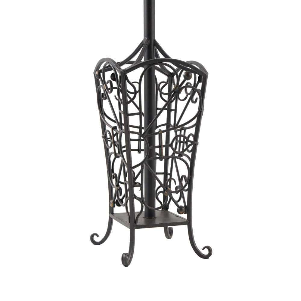 74 in. Black Metal Vintage Style Coat Rack with Scroll Designs - thumbnail 5