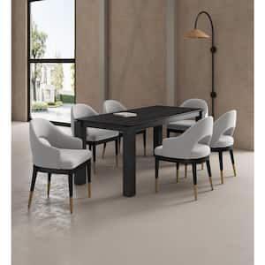 Rockaway and Carrington 7-Piece Rectangle Black and Light Gray Ash Wood Top Dining Room Set Seats 6