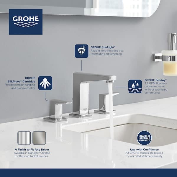 Grohe Tallinn 8 In Widespread 2 Handle Bathroom Faucet Starlight Chrome 20583000 - How Do You Replace A Grohe Bathroom Faucet Cartridge