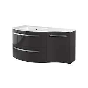 Ambra 43 in. W x 20 in. D x 20.5 in. H Floating Bath Vanity Side Cabinet in Slate Glossy with White Vanity Top